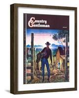 "Cowboy at End of the Day," Country Gentleman Cover, June 1, 1947-Peter Hurd-Framed Giclee Print