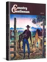 "Cowboy at End of the Day," Country Gentleman Cover, June 1, 1947-Peter Hurd-Stretched Canvas