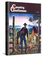 "Cowboy at End of the Day," Country Gentleman Cover, June 1, 1947-Peter Hurd-Stretched Canvas