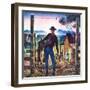 "Cowboy at End of the Day,"June 1, 1947-Peter Hurd-Framed Giclee Print