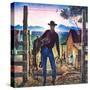 "Cowboy at End of the Day,"June 1, 1947-Peter Hurd-Stretched Canvas