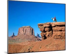 Cowboy at Monument Valley, Navajo Tribal Park, Arizona, USA-null-Mounted Art Print