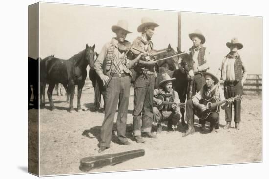 Cowboy Band in the Corral-null-Stretched Canvas