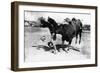 Cowboy being Bucked by Bull Rodeo Photograph - Miles City, MT-Lantern Press-Framed Art Print