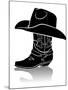 Cowboy Boot And Western Hat.Black Graphic Image On White-GeraKTV-Mounted Art Print