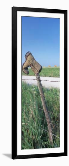 Cowboy Boot on a Fence, Pottawatomie County, Kansas, USA-null-Framed Photographic Print