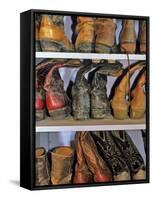 Cowboy Boots at Ranch, Marion, Montana, USA-Chuck Haney-Framed Stretched Canvas