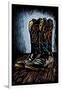 Cowboy Boots - Scratchboard-Lantern Press-Framed Art Print