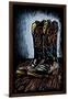 Cowboy Boots - Scratchboard-Lantern Press-Framed Art Print