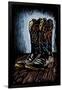 Cowboy Boots - Scratchboard-Lantern Press-Framed Art Print