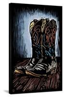 Cowboy Boots - Scratchboard-Lantern Press-Stretched Canvas
