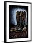Cowboy Boots - Scratchboard-Lantern Press-Framed Art Print