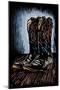 Cowboy Boots - Scratchboard-Lantern Press-Mounted Art Print