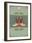 Cowboy Boots.Vintage Western Decor Background With Rope And Horseshoe-GeraKTV-Framed Art Print