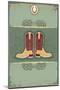 Cowboy Boots.Vintage Western Decor Background With Rope And Horseshoe-GeraKTV-Mounted Art Print