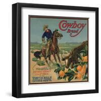 Cowboy Brand - Tustin, California - Citrus Crate Label-Lantern Press-Framed Art Print