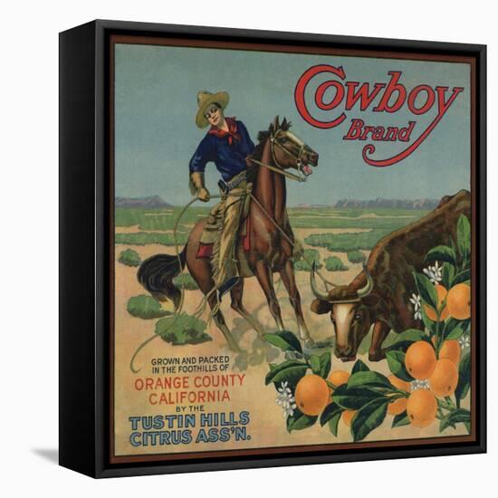 Cowboy Brand - Tustin, California - Citrus Crate Label-Lantern Press-Framed Stretched Canvas