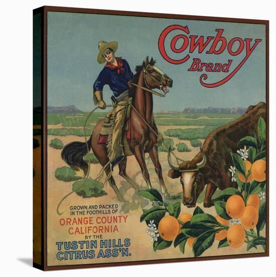 Cowboy Brand - Tustin, California - Citrus Crate Label-Lantern Press-Stretched Canvas