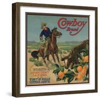 Cowboy Brand - Tustin, California - Citrus Crate Label-Lantern Press-Framed Art Print