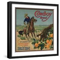 Cowboy Brand - Tustin, California - Citrus Crate Label-Lantern Press-Framed Art Print