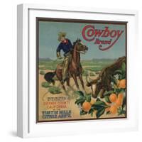 Cowboy Brand - Tustin, California - Citrus Crate Label-Lantern Press-Framed Art Print