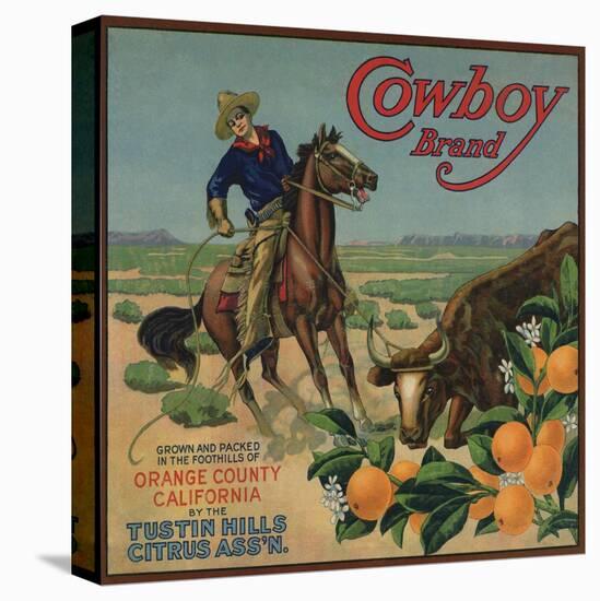 Cowboy Brand - Tustin, California - Citrus Crate Label-Lantern Press-Stretched Canvas