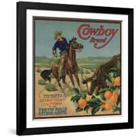 Cowboy Brand - Tustin, California - Citrus Crate Label-Lantern Press-Framed Art Print