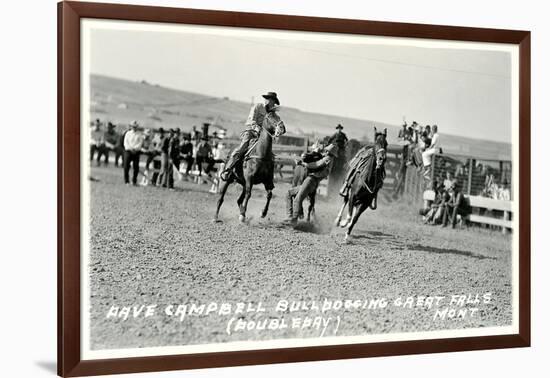 Cowboy Bulldogging, Montana-null-Framed Premium Giclee Print