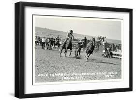 Cowboy Bulldogging, Montana-null-Framed Art Print