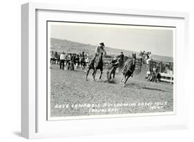 Cowboy Bulldogging, Montana-null-Framed Art Print