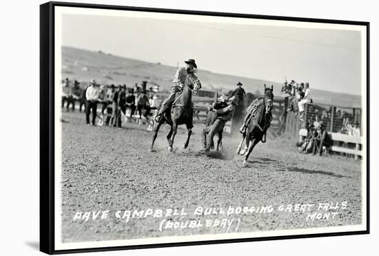 Cowboy Bulldogging, Montana-null-Framed Stretched Canvas