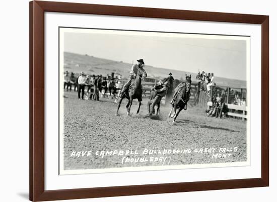 Cowboy Bulldogging, Montana-null-Framed Art Print