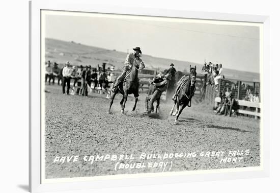 Cowboy Bulldogging, Montana-null-Framed Art Print