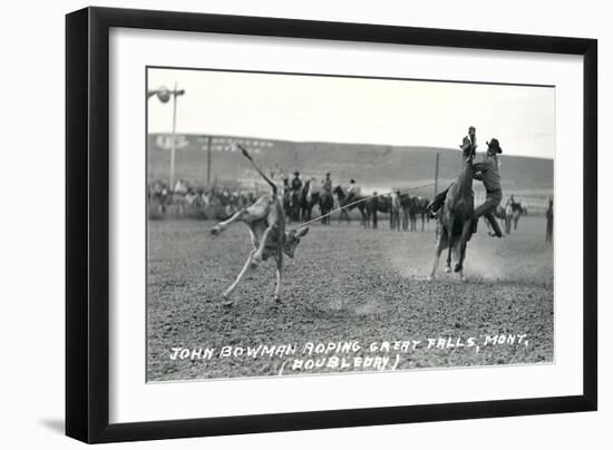 Cowboy Calf-Roping, Montana-null-Framed Art Print