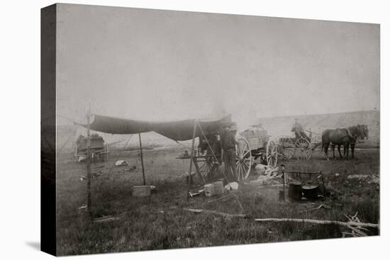 Cowboy Camp And Chuck Wagon-C.D. Kirkland-Stretched Canvas