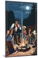 Cowboy Campfire Story Telling-Lantern Press-Mounted Art Print