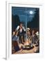 Cowboy Campfire Story Telling-Lantern Press-Framed Art Print