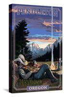 Cowboy Camping Night Scene - Pendleton, Oregon-Lantern Press-Stretched Canvas