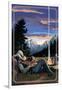 Cowboy Camping Night Scene-Lantern Press-Framed Art Print