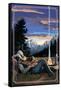 Cowboy Camping Night Scene-Lantern Press-Framed Stretched Canvas