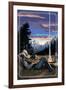 Cowboy Camping Night Scene-Lantern Press-Framed Art Print