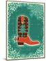 Cowboy Christmas Card with Boot and Holiday Decoration.Vintage Poster-GeraKTV-Mounted Art Print