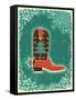Cowboy Christmas Card with Boot and Holiday Decoration.Vintage Poster-GeraKTV-Framed Stretched Canvas
