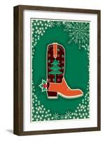 Cowboy Christmas Card with Boot Decoration-GeraKTV-Framed Art Print