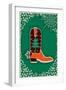 Cowboy Christmas Card with Boot Decoration-GeraKTV-Framed Art Print