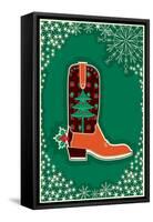 Cowboy Christmas Card with Boot Decoration-GeraKTV-Framed Stretched Canvas