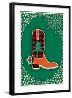 Cowboy Christmas Card with Boot Decoration-GeraKTV-Framed Art Print