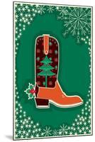 Cowboy Christmas Card with Boot Decoration-GeraKTV-Mounted Art Print