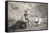 Cowboy Cooking over Campfire-null-Framed Stretched Canvas