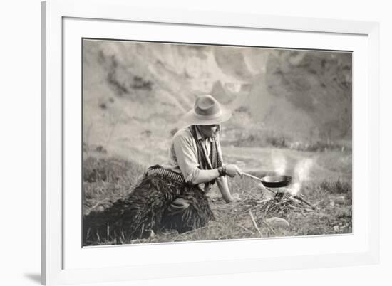 Cowboy Cooking over Campfire-null-Framed Premium Giclee Print